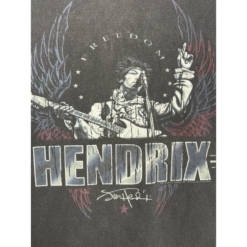 Jimi Hendrix Freedom T-Shirt Mens Black Graphic Crew Neck L Vintage AAA Alstyle